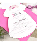 <p>Invitație de botez pentru fetițe sub formă de rochiță, culori predominante alb și roz. Rochița este accesorizată în partea superioară cu o panglică din saten roz și ornamente lucioase pe exterior. Textul se tipărește în interiorul rochiței care se pliază în două. În prețul invitației este inclus plic roz.&nbsp;</p><p><strong>Setul poate fi completat cu:</strong></p><p>•&nbsp;&nbsp;&nbsp;&nbsp;&nbsp;&nbsp;&nbsp;&nbsp; Aranjare la mese;</p><p>•&nbsp;&nbsp;&nbsp;&nbsp;&nbsp;&nbsp;&nbsp;&nbsp; Cartea de urări;</p><p>•&nbsp;&nbsp;&nbsp;&nbsp;&nbsp;&nbsp;&nbsp;&nbsp; Plic de bani;</p><p>•&nbsp;&nbsp;&nbsp;&nbsp;&nbsp;&nbsp;&nbsp;&nbsp; Număr la masă etc.</p><p>•&nbsp;&nbsp;&nbsp;&nbsp;&nbsp;&nbsp;&nbsp;&nbsp; Bomboniera;</p><p>•&nbsp;&nbsp;&nbsp;&nbsp;&nbsp;&nbsp;&nbsp;&nbsp; Cutie pentru colaci;</p><p>•&nbsp;&nbsp;&nbsp;&nbsp;&nbsp;&nbsp;&nbsp;&nbsp; Cutie pentru bani.</p>