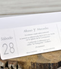 <p>Invitație de nuntă elegantă în formă dreptunghiulară, accesorizată cu fundă din saten albastră, de care atîrnă o etichetă cu inscripție specială. Textul se imprimă pe un carton sidefat, argintiu. În prețul invitației este inclus plicul alb.</p>