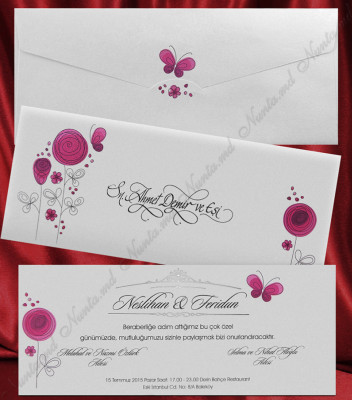 <p>Invitație de nuntă confecționată dintr-un carton cu motive florale, destinat imprimării textului. În preț este inclus plicul cu același design.</p>