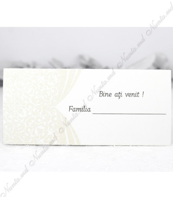 <p>Card de masă pentru nuntă sau alte evenimente, în interiorul căruia este un compartiment (buzunărel) care poate fi folosit ca plic pentru bani. Prețul cardului include tipărirea textului (color sau negru).</p>