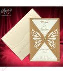 <p>Invitație de nuntă în stil romantic confecțioantă din cartonașul bej destinat printării textului care ulterior se introduce într-o copertă craft cu decupajul unui fluture &nbsp;pe mijloc. Coperta se decorează cu un cristal mic. Prețul invitației include plic bej sidefat.</p>