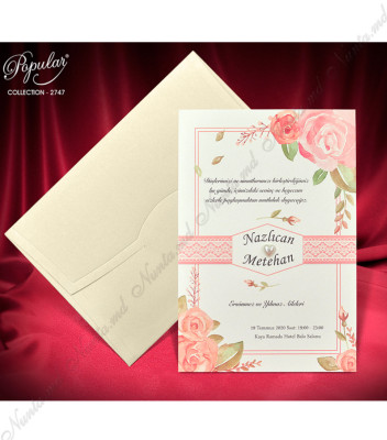 <p>Invitație de nuntă clasică, confecționată dintr-un carton crem destinat tipăririi textului cu motive florale roz. Drept accesoriu servește o perlă în formă de inimă. În prețul invitației este inclus și plicul de culoare ivory.</p>