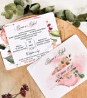 <p>Invitaţie de nuntă decorată cu elemente florale din acuarelă. Invitaţia este prezentată faţa verso. Plicul este inclus în preţ.</p>