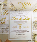 <p>Invitaţie originală cu design personalizat confecţionată din foaie de calc accesorizată cu o fundiță din satin.</p><p><strong>Setul poate fi completat cu:</strong></p><p>• Plic invitaţie;</p><p>• Interior plic;</p><p>• Aranjare la mese;</p><p>• Plic de bani;</p><p>• Etichetă decorativă;</p><p>• Număr la masă etc.</p><p><strong>ATENŢIE: </strong>În dependenţă de tipul hârtiei, complexitatea modelului şi componentele alese, preţul poate varia.&nbsp;</p><p>Orice idee poate fi realizată !!!</p>