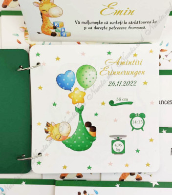 <p><strong>Cartea de Urări este un accesoriu stilat şi practic pentru fiecare eveniment. Pe paginile Cărţii, cei dragi vor scrie cele mai calde mesaje şi impresii de la eveniment.&nbsp;</strong></p><p>Cartea poate fi personalizată după orice dorinţă.</p><p>În funcţie de dimensiuni, numărul foilor, designului coperţii preţul poate varia:</p><ol><li>25 foi - 325 lei;</li><li>35 foi - 380 lei;</li><li>50 foi - 499 lei</li></ol>